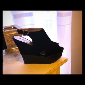 Charlotte Russe Black Velvet Wedges